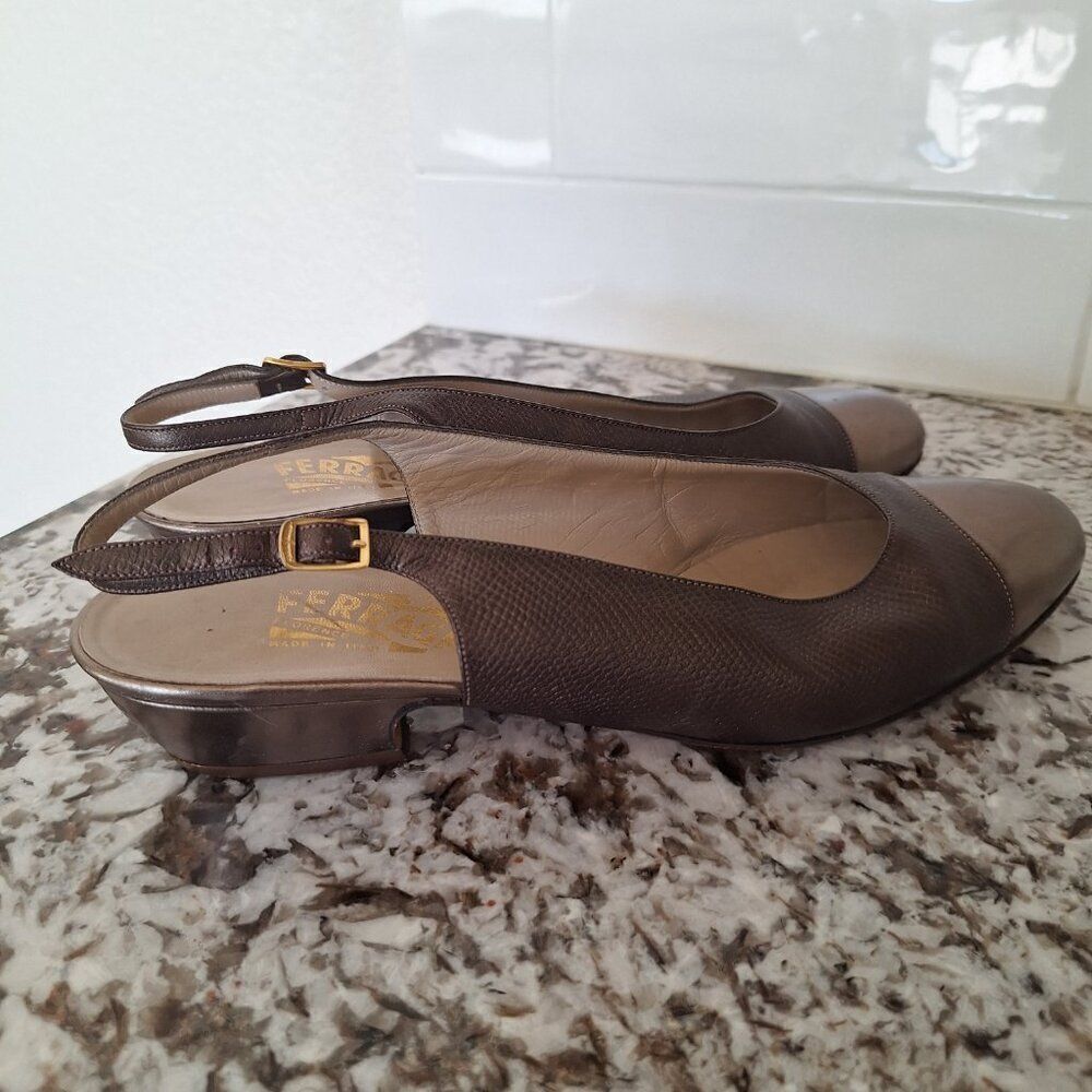 Salvatore Ferragamo Slingback Sandals Leather size 8.5 B - Picture 3 of 11
